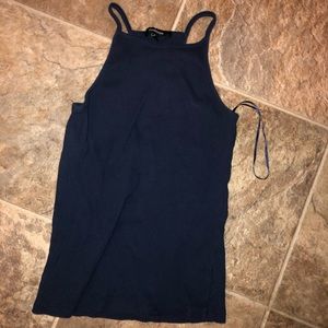 Navy Blue Tank Top Crop Top